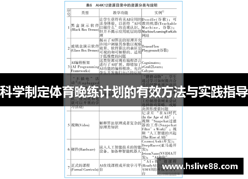 科学制定体育晚练计划的有效方法与实践指导